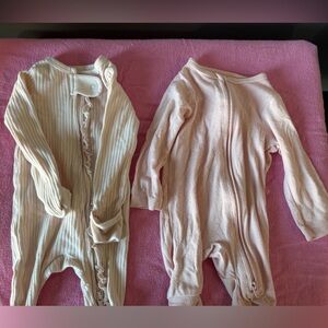 Set of Two Baby Onesies in Pink and Cream